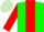 Silk - Green, white and red vertical stripe, green and red reversed sleeves, light green cap