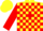 Silk - Bright Yellow and Apple Red Blocks, Red Hoop on Sleeves, Yellow Cap, Red