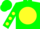 Silk - Green, Green 'RR' on Yellow disc, Yellow spots on Sleeves, Green Cap