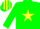 Silk - Green, Yellow star, Striped cap