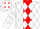 Silk - White, red M M, red panel, white diamonds