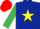 Silk - DARK BLUE, yellow star, emerald green sleeves, red cap