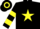 Silk - Black, yellow star, hooped sleeves and cap
