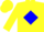 Silk - Yellow, Blue 'KS' in Diamond Frame, Blue Bands