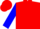 Silk - Red, White 'B' on Blue Block, Blue Bars on sleeves