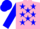 Silk - Hot pink, blue stars, blue sleeves, blue cap