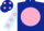 Silk - Dark Blue, Pink disc, Light Blue sleeves, Pink spots, Dark Blue cap, Pink spots