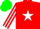 Silk - Red, White Star, Green Sleeves, White Stripes, Green Cap