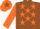 Silk - BROWN, orange stars, orange sleeves, orange cap, brown star