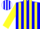 Silk - Blue and White Halves, Blue and Yellow Stripes on Sleeves, Yellow C