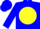 Silk - Blue, Metallic Blue 'D' in Metallic Blue Horseshoe on Yellow disc,