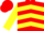 Silk - Red, Yellow Chevrons, Yellow Bars on Sleeves, Red