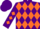 Silk - Purple, Purple 'CC' and Horse on White Oval, Purple and Orange Diamonds