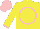 Silk - Yellow, Pink Circle and Rose, Pink Cuffs and Cap
