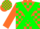 Silk - Orange, Green cross belts, Green Blocks on Orange Sleeves, Orange & Green