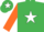 Silk - EMERALD GREEN, white star, orange sleeves, emerald green cap, white star
