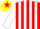 Silk - RED & WHITE STRIPES, white sleeves, yellow cap, red star