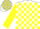 Silk - White & Yellow Blocks, 'CC' on back, Black 'CASTILLE' on Yellow Sle