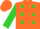 Silk - Orange, Lime Green spots, Lime Green Bands on Sleeves