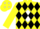 Silk - Yellow, black 'RR' on white diamond, black diamonds on yellow sleeves, y