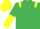 Silk - EMERALD GREEN, yellow epaulettes, halved sleeves, yellow cap