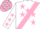 Silk - TEAL, White 'ZWP' on Pink Sash, Pink Stars