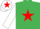 Silk - EMERALD GREEN, red star, white sleeves, white cap, red star