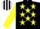 Silk - BLACK, yellow stars, yellow sleeves, black & white striped cap