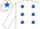 Silk - WHITE, royal blue spots, white sleeves, royal blue star on cap