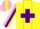 Silk - Yellow, Pink Halves, Purple Cross Stripe