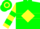 Silk - Hunter Green, Yellow Diamond Hoop, Yellow Sleeves, Green Hoop, Green and Yellow