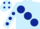 Silk - LIGHT BLUE, large dark blue spots, dark blue spots on sleeves, light blue cap, dark blue spots