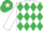 Silk - WHITE & EMERALD GREEN DIAMONDS, white sleeves, emerald green cap, white star