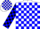 Silk - White, white 'M' on blue block, black and blue blocks