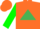 Silk - Orange, emerald green triangle, green sleeves