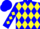 Silk - Blue, yellow circled 'JL', yellow diamonds on