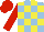 Silk - Light Blue and Yellow check, Red sleeves and cap