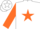 Silk - White, Burnt Orange Star, Burnt Orange Bars on Sleeves, Wh