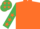 Silk - Orange, Emerald Green sleeves, Orange stars and stars on cap