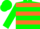 Silk - Green, White Circled 'P', Orange Hoops on White S