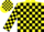 Silk - YELLOW and BLACK diagonal halves, black 'K', yellow 'F', black blocks