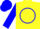 Silk - Yellow, Blue Circle and 'T', Blue Sleeves, Two Yellow Hoops, Blue Cap