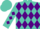 Silk - Turquoise, purple phoenix emblem, purple diamonds on s