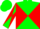 Silk - Green and Red diabolo, Green and Red Diagonally Quar