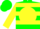 Silk - Green, green 'M' on yellow disc on back, yellow hoops on sleeves