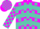 Silk - Magenta, turquoise chevrons on back, turquoise blocks on s