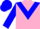 Silk - Pink and Blue Thirds, Blue Chevron on Sleeves, Blue Cap