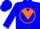 Silk - BLUE, orange 'BB' in orange circle, orange chevron