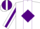 Silk - White, purple diamond stripe on front, pu