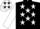 Silk - Black, white stars on front, white 'M' on back, white sleeves